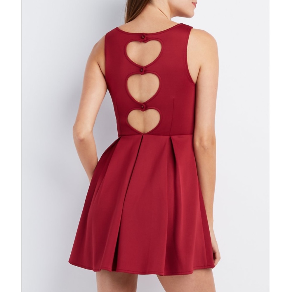 Flirty Red Skater Dress with Heart Cutout back